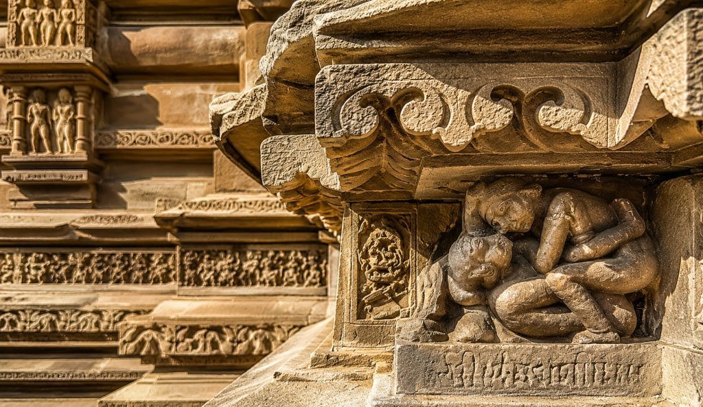 Elaborate sandstone temple façade